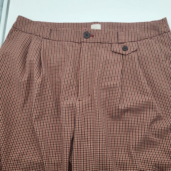 A New Day Women's SZ 17 High Rise Wide Leg Trousers Plaid Brown Pleats Pockets - Picture 11 of 11
